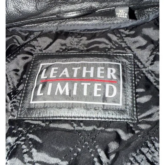 Leather Limited Black Leather Moto Jacket Quilted Lined Thermolite Womens XL - Picture 5 of 8